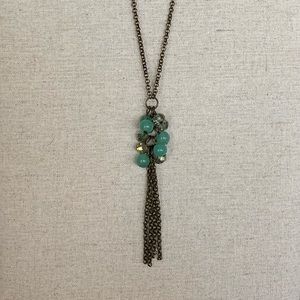 Long beaded tassel necklace
